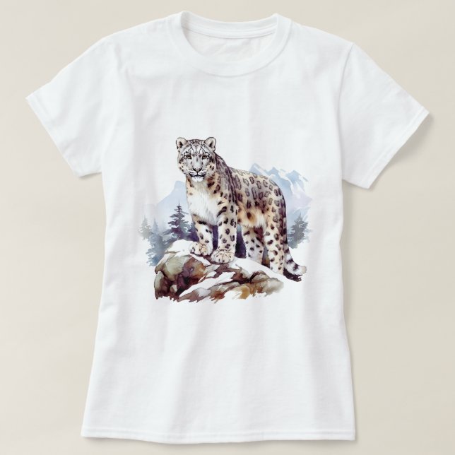 T-shirt Léopard d'hiver Montagne Big Cat Faune (Design devant)