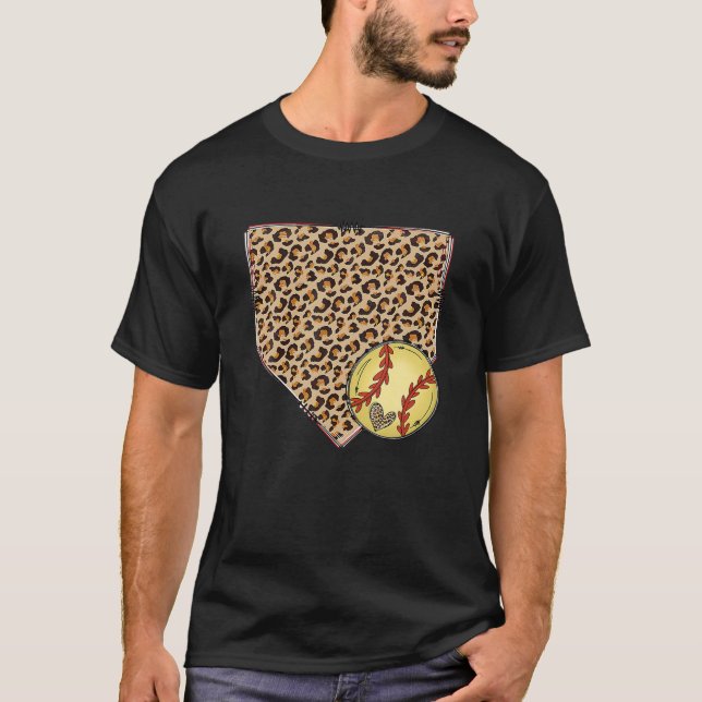 T-shirt Leopard Diamond Softball Baseball Maman Maman (Devant)