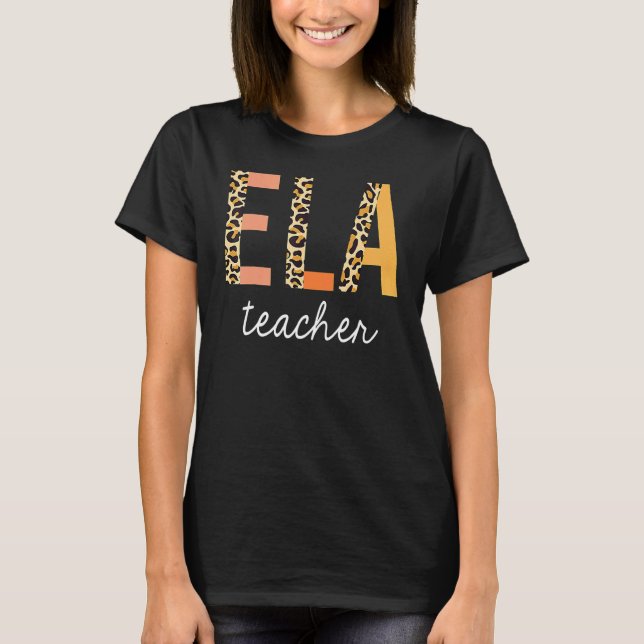 T-shirt Leopard Ela Enseignant Anglais Langue Arts Enseign (Devant)