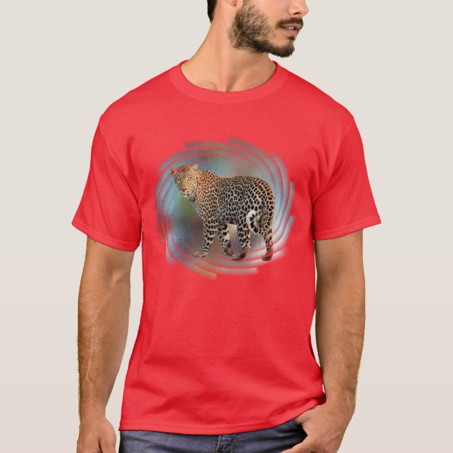 T-shirt Leopard Elegant moderne couleur rouge Modèle de ba (Devant)