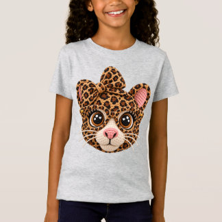 T-Shirt Léopard en laine fausse crochet avec nœud coquette