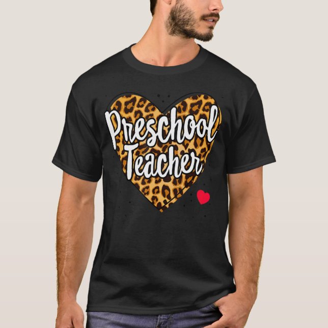 T-shirt Leopard Enseignant préscolaire Retour école garder (Devant)