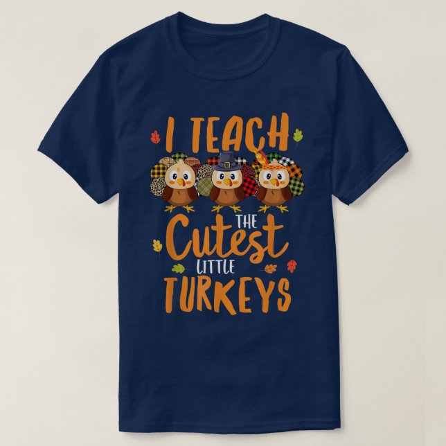 T-shirt Leopard Enseignant Thanksgiving I Enseigner Le Cut (Design devant)