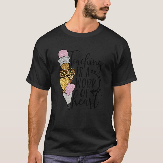T-shirt Leopard Enseignant Valentines Journée Enseignement (Devant)