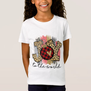 T-Shirt Léopard Et Rouge Plaid Joy Au Monde Drôle Famille