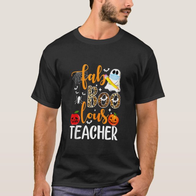 T-shirt Leopard Fab Boo Lous Enseignant Drôle Enseignant A (Devant)