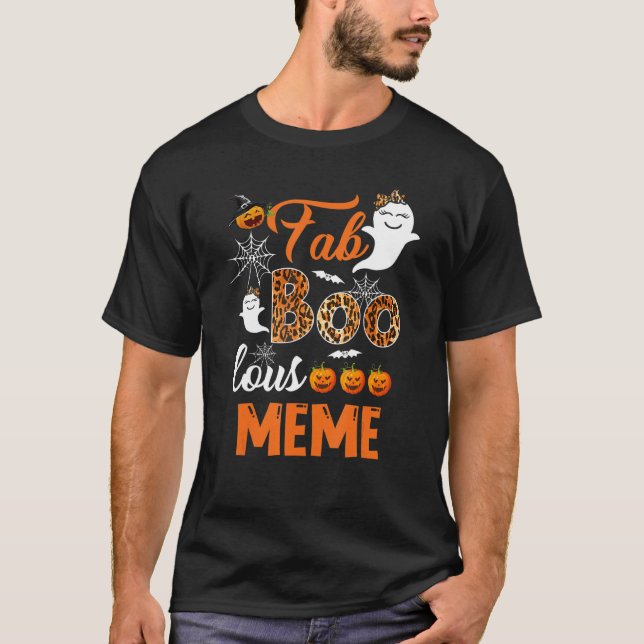 T-shirt Leopard Fab Boo Mème Éffrayant Costume d'Halloween (Devant)