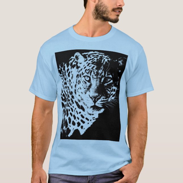 T-shirt Leopard Face Moderne Pop Art Animaux Modèles Mens (Devant)