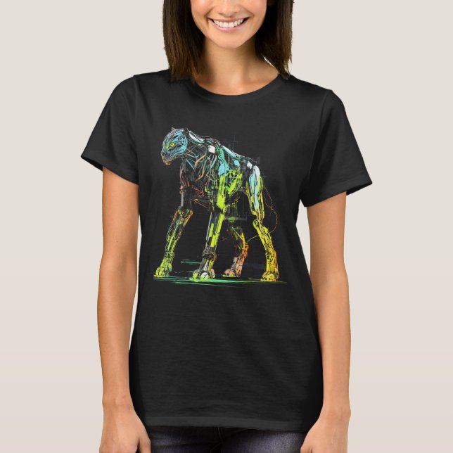 T-shirt Leopard Fantasy Robot Artwork  Zoo Animal Tiger (Devant)