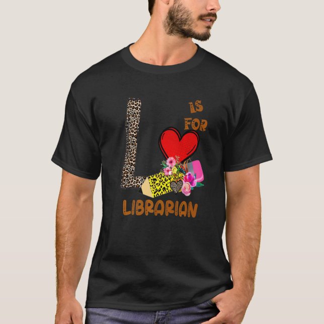 T-shirt Léopard Fleurs Pencil Bibliothécaire (Devant)