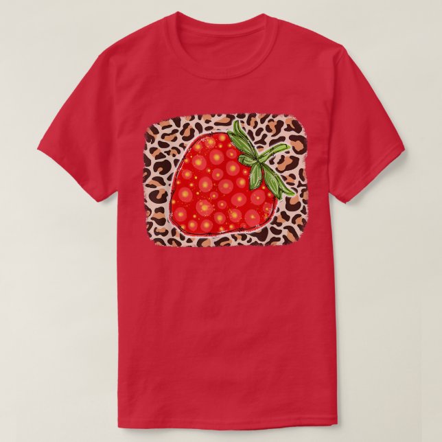 T-shirt Léopard Fraise Aimer Fruit Louvain Fermier sourian (Design devant)