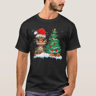 T-shirt Leopard Gecko Funny Gecko Wearing Santa Hat Christ