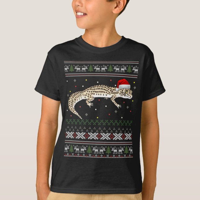 T-shirt Leopard Gecko laide de Noël (Devant)