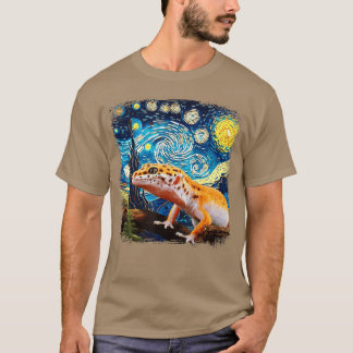 T-shirt Leopard Gecko Starry Night Van Gogh Gifts for Men 