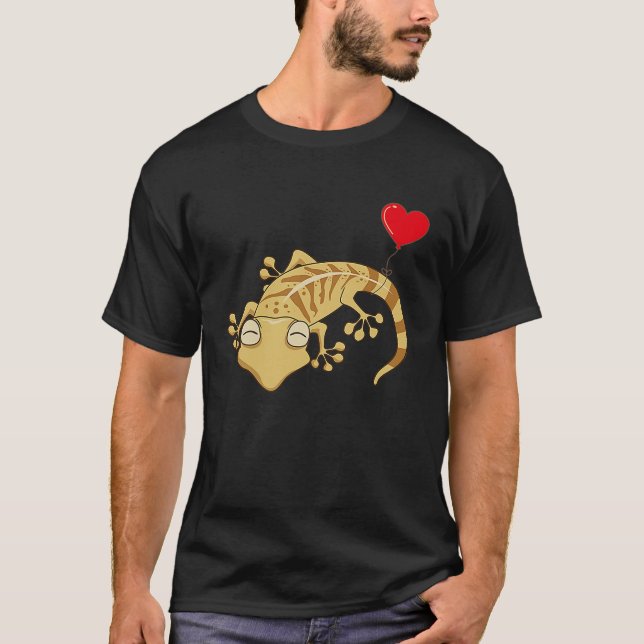 T-shirt Leopard Gecko With Heart Balloon Valentines Day Lo (Devant)