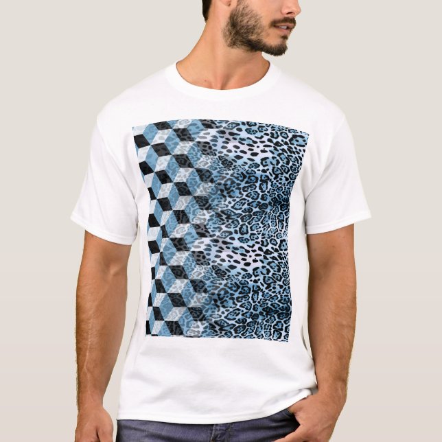 T-shirt Léopard Géométrique, Design de peau animale. (Devant)