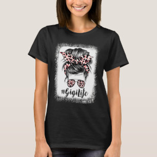 T-shirt Leopard Gigi Life mignonne Messy Bun Fille Fête de