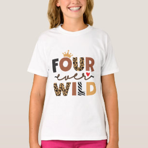 T-shirt Leopard Girl 4e anniversaire Quatre Ever Wild 4 an