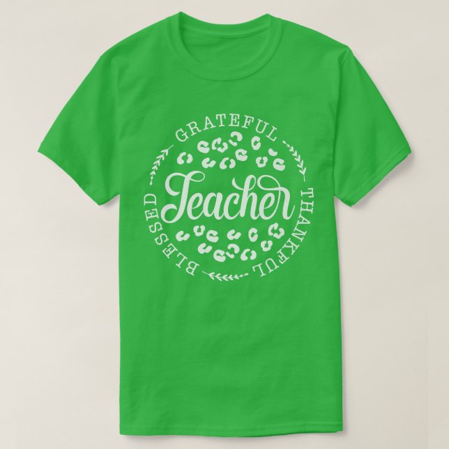 T-shirt Leopard Grateful Merci béni professeur Thanksgi (Design devant)