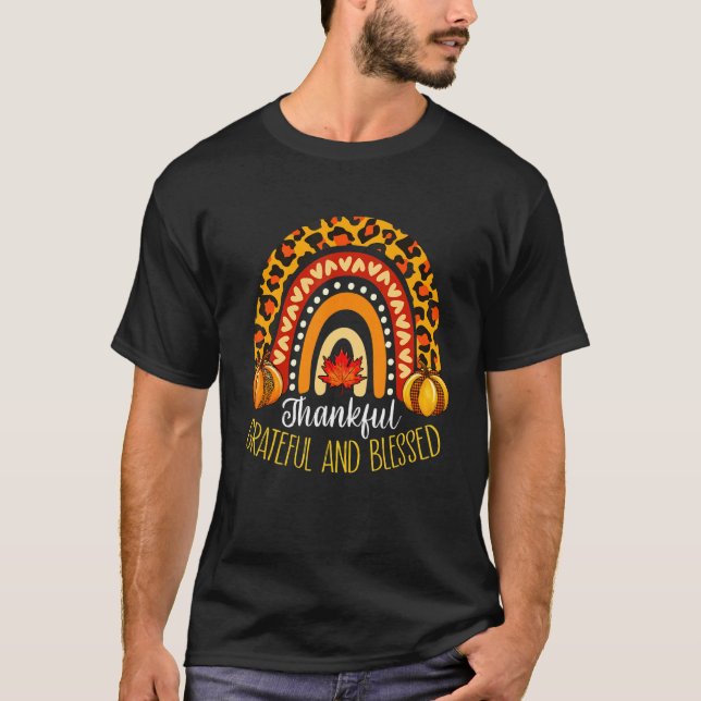 T-shirt Leopard Grateful Thanksgiving enseignant Rai (Devant)