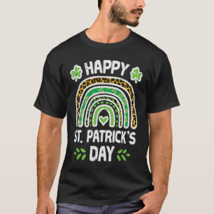 T-shirt Leopard Happy Jour de la Saint Patrick Rainbow mig
