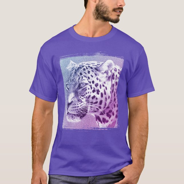 T-shirt Leopard Head Moderne Élégant Modèle violet (Devant)