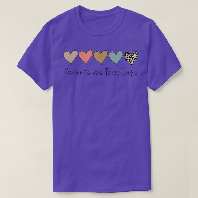 T-shirt Leopard Heart Étudiant, Parents Comme Enseignant (Design devant)