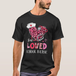 T-shirt Leopard Heart One Loved School Nurse Valentines Da