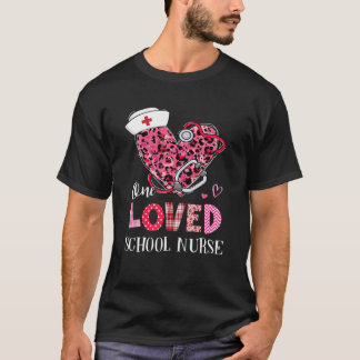 T-shirt Leopard Heart One Loved School Nurse Valentines Da