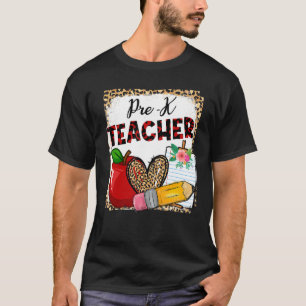 T-shirt Leopard Heart Pré K Enseignant Retour À L'École