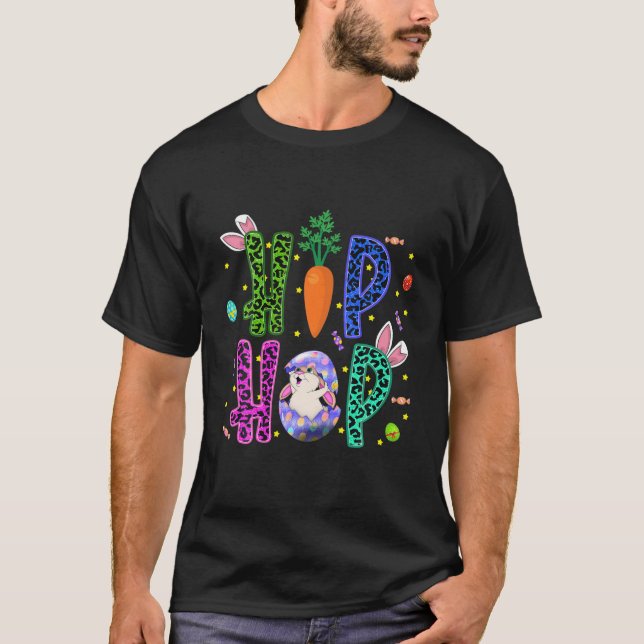 T-shirt Leopard Hip hop Bunny Funny, Rabbit Easter Boys Gi (Devant)