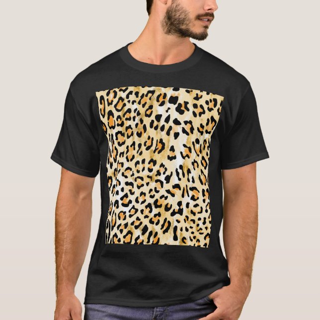 T-shirt Léopard jaune, dessiné à la main. (Devant)