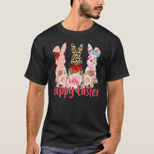 T-shirt Leopard Lapin de Pâques Trio Mignonne Pâques