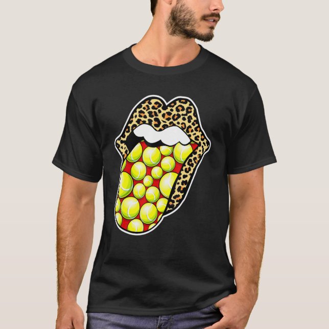 T-shirt Leopard Lips Tennis Tongue Sticking Out (Devant)