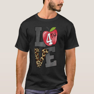 T-shirt Leopard Love 4e année enseignant élève Retour à Sc