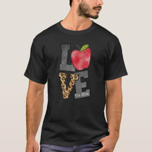 T-shirt Leopard Love 4e année enseignant élève Retour à Sc