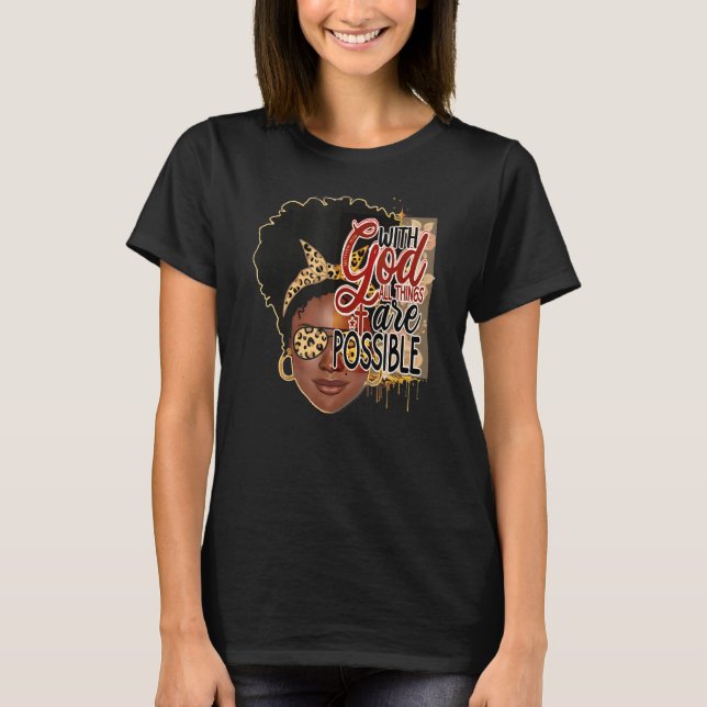 T-shirt Leopard Love Afro Girl Faith Inspirational Bible Q (Devant)