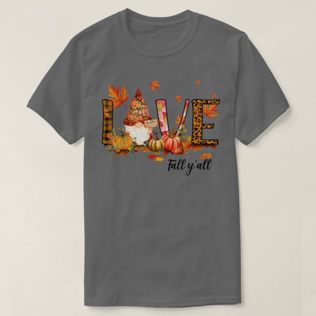 T-shirt Leopard Love Fall Y'all Funny Autumn Pumpkin Fall  (Design devant)