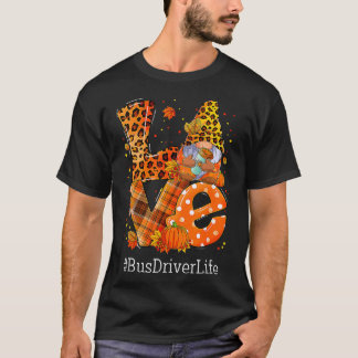 T-shirt Leopard LOVE Gnome Automne Citrouille Autobus Vie