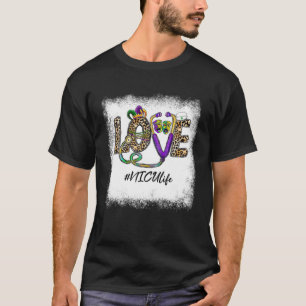 T-shirt Leopard Love NICU Life Stethoscope Nurse Mardi Gra