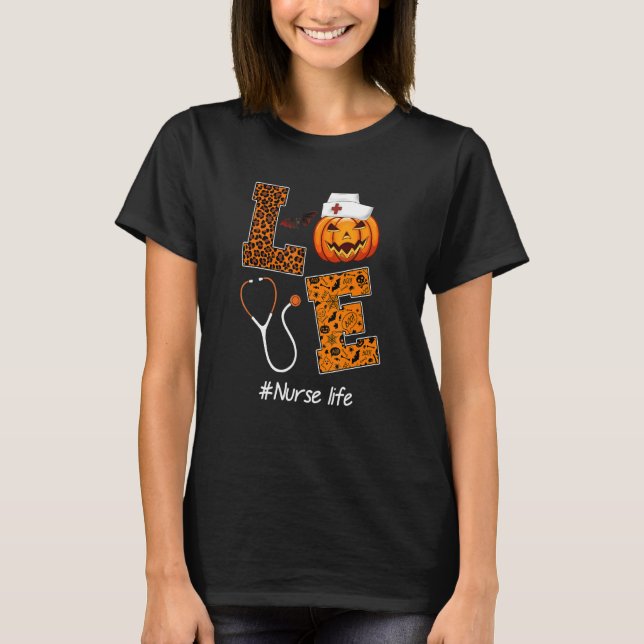 T-shirt Leopard Love Nurse Life Halloween Nurse Doctor Pum (Devant)