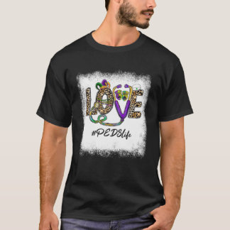 T-shirt Leopard Love PEDS Life Stethoscope Nurse Mardi Gra