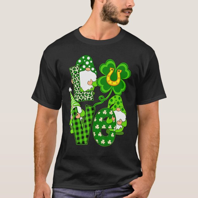 T-shirt Leopard Love Three Gnomes Lucky Shamrock St. Patri (Devant)