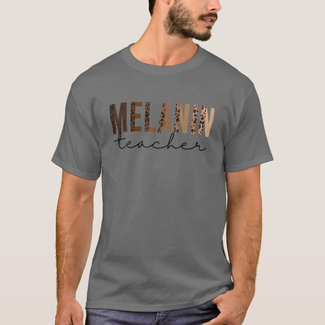 T-shirt Leopard Melanin Enseignant Histoire des Noirs Mois (Devant)