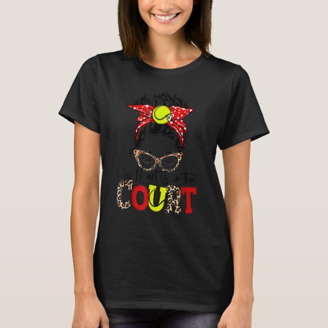 T-shirt Leopard Messy Bun Mon Coeur Est Sur Cette Cour Sof (Devant)