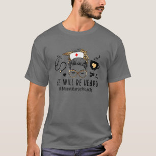 T-shirt Leopard Messy Bun Nurse Nous Serons Entendus Milli