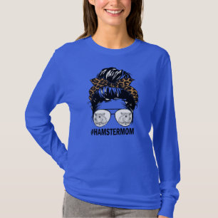 T-shirt Leopard Messy Cheveux Bun Hamster Mama pour la mèr
