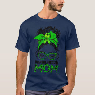 T-shirt Leopard Messy Cheveux Bun Mentale Santé Mère Sensi