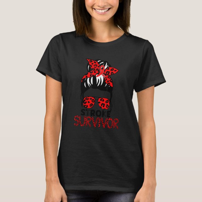 T-shirt Leopard Messy Cheveux Bun Stroke Sensibilisation S (Devant)