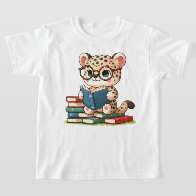 T-shirt Léopard Mignon en Train de Lire (Poser)